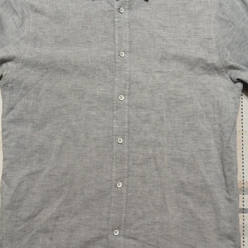rag&bone Gray Linen Blend Long Sleeve Button Shirt Fit 1 / 14.5" Portugal Made - Picture 6 of 12